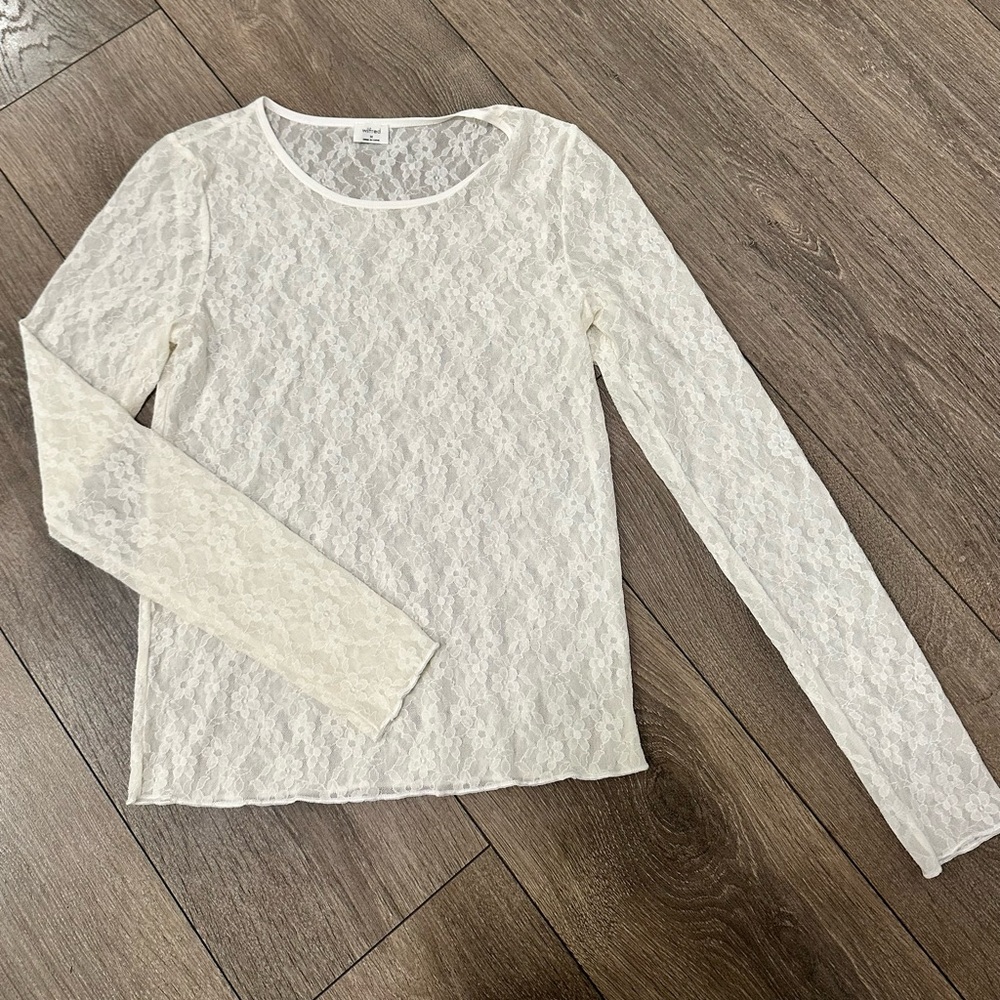 Wilfred White Lace Long Sleeve Tee